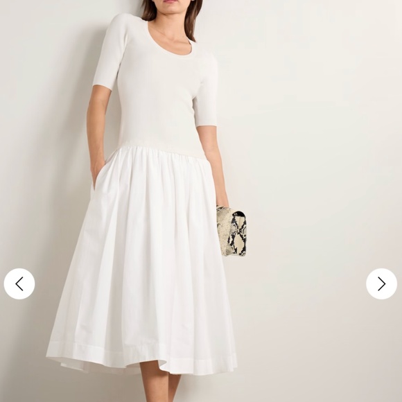 SIMKHAI Patton paneled pleated cotton-blend poplin midi dress - Picture 2 of 2